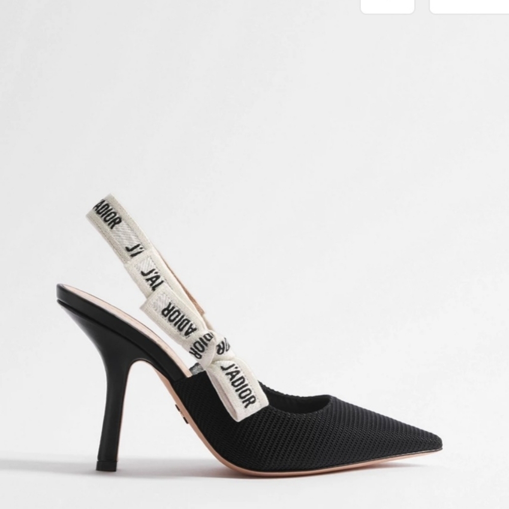 J'Adior Slingback PumpBlack Technical Fabric 37/ US 6.5